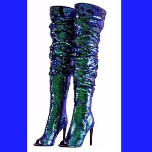 Sequined Thigh High Boots